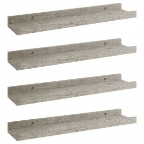 Wall Shelf Set of 4 Concrete grey MDF 15.7 x 3.5 x 1.2 ...