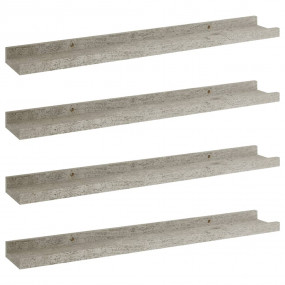 Wall Shelf Set of 4 Concrete grey MDF 23.6x3.5x1.2 in