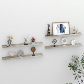 Wall Shelf Set of 4 Concrete Gray MDF 31.5 x 3.5 x 1.2 ...