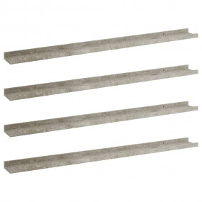 Wall Shelf Set of 4 Concrete Grey MDF 39.4x3.5x1.2 in