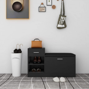 Shoe Bench Black Engineered wood, MDF, faux leather Med...