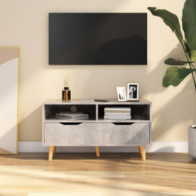 TV Cabinet Concrete Grey Engineered Wood Medium TV Cabi...