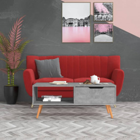 Coffee Table Concrete Grey Engineered Wood, MDF 39.4 in