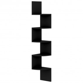 Wall Corner Shelf Black Engineered wood 7.5x7.5x48.4 in