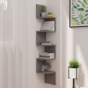 Wall Corner Shelf Grey Engineered wood 7.5x7.5x48.4 in