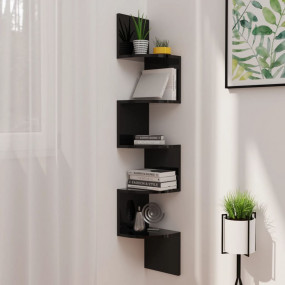 Wall Corner Shelf High gloss black Engineered Wood Comp...