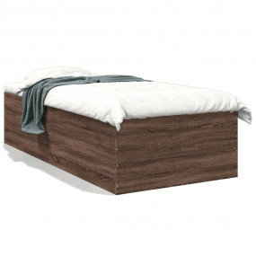 Bed Frame Brown oak Engineered wood Twin Modern Bed Fra...