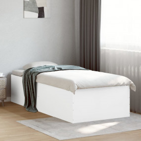Bed Frame White Engineered wood, Plywood Single Sleek B...