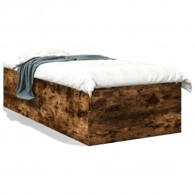 Bed Frame Smoked Oak Engineered Wood Twin Minimalistic