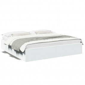 Bed Frame White Engineered wood, Plywood Full Minimalis...