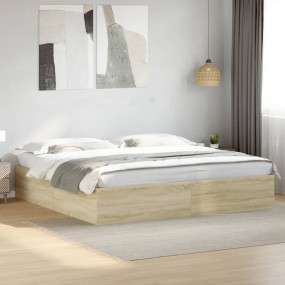 Bed Frame Sonoma Oak Engineered wood 78.7 x 78.7 in Min...