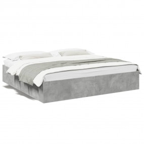 Bed Frame Concrete Gray Engineered Wood Full Modern Bed...
