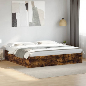 Bed Frame Smoked Oak Engineered wood, Plywood Double Mo...