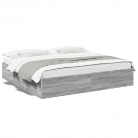 Bed Frame Grey Sonoma Engineered Wood, Plywood slats Do...