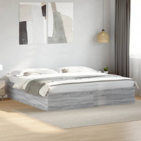 Bed Frame Grey Sonoma Engineered wood, Plywood Super Ki...