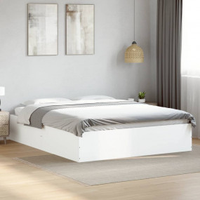 Bed Frame White Engineered wood 63 x 79 in Sleek Bed Fr...