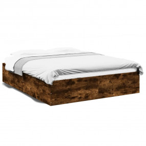 Bed Frame Smoked Oak Engineered wood Double Bed Durable