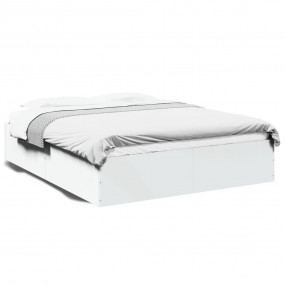 Bed Frame White Engineered wood King Minimalistic Bed F...