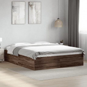 Bed Frame Brown oak Engineered wood King Size 59 x 79 i...