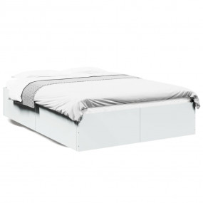 Bed Frame White Engineered wood Full Bed Frame Rectangu...