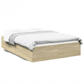 Bed Frame Sonoma oak Engineered wood, Plywood slats 55....