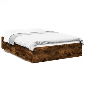 Bed Frame Smoked Oak Engineered Wood Full Durable Bed F...