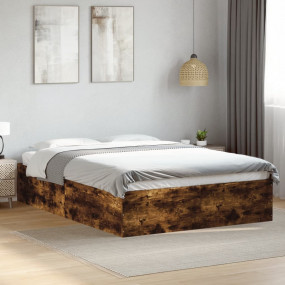 Bed Frame Smoked Oak Engineered wood, Plywood Double Mo...