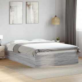 Bed Frame Grey Sonoma Engineered wood, Plywood Double M...