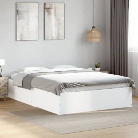 Bed Frame White Engineered Wood, Plywood Full Minimalis...