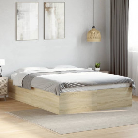 Bed Frame Sonoma Oak Engineered Wood 53.1 x 74.8 in Dou...