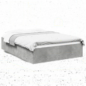 Bed Frame Concrete Grey Engineered Wood Double Bed Fram...