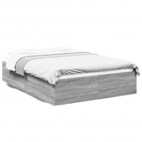 Bed Frame Grey Sonoma Engineered wood Double Minimalist...
