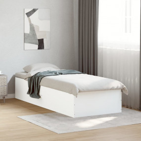 Bed Frame White Engineered wood Twin Minimalistic Bed F...