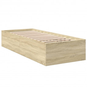 Bed Frame Sonoma Oak Engineered Wood Twin Rectangular M...