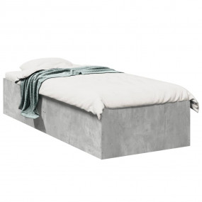 Bed Frame Concrete Grey Engineered Wood, Plywood Single
