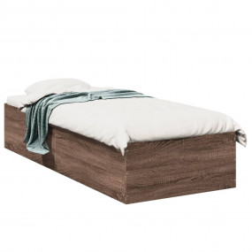 Bed Frame Brown Oak Engineered Wood and Plywood Twin Mi...
