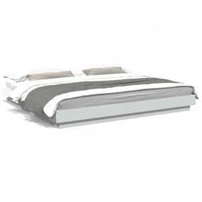 Bed Frame White Engineered wood, Plywood 79x79 in Bed F...