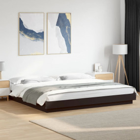 Bed Frame Black Engineered Wood, Plywood 70.9 x 79 in m...