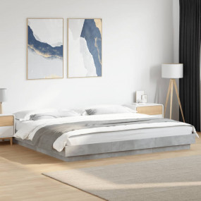 Bed Frame Concrete grey Engineered wood, plywood slats ...