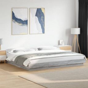 Bed Frame Gray Sonoma Engineered wood and plywood Super...