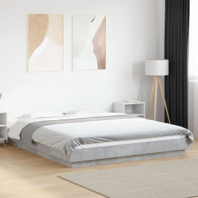 Bed Frame Concrete grey Engineered wood, Plywood Full L...