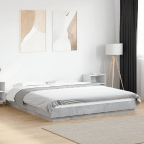 Bed Frame Concrete grey Engineered wood, Plywood 59.1 x...