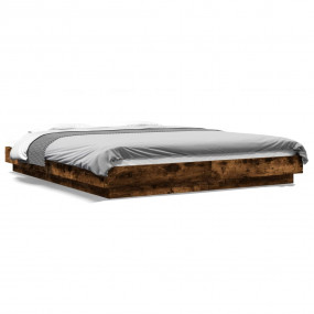 Bed Frame Smoked oak Engineered wood, Plywood Double Be...