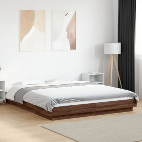 Bed Frame Brown oak Engineered wood King Size Bed Frame