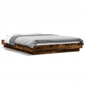 Bed Frame Smoked Oak Engineered Wood, Plywood Full Bed ...