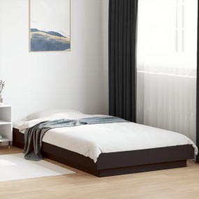Bed Frame Black Engineered Wood, Plywood Single Bed Fra...