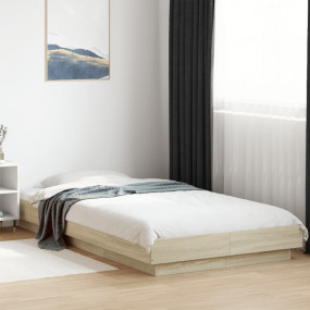 Bed Frame Sonoma Oak Engineered Wood, Plywood Single Be...