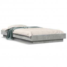 Bed Frame Concrete Grey Engineered Wood, Plywood Single...