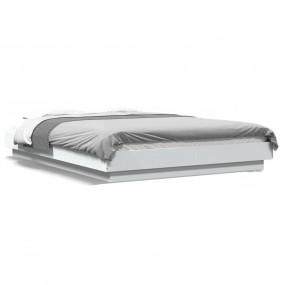 Bed Frame White Engineered wood Double Bed Frame Rectan...