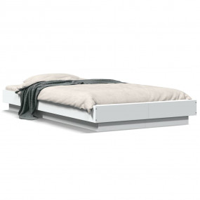 Bed Frame White Engineered wood, Plywood Single Bed Fra...